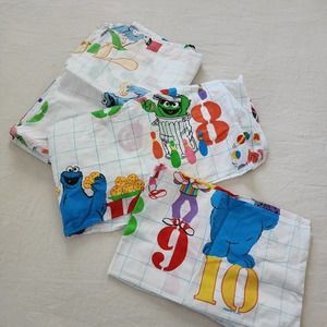 Vintage Sesame Street Twin Fitted + Flat Sheet + Pillowcase Set